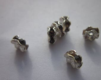 rhinestone glass rondelles 4 - Brown-clear - 6 mm