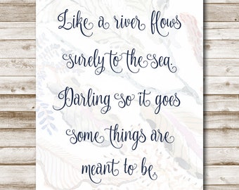 I Can't Help Falling In Love With You Printable Art Home Wall Art Navy Decor Elvis Lyrics Print Bedroom Decor 5x7 8x10 11x14 16x20
