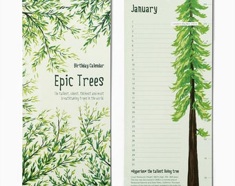Birthday Calendar ** EPIC TREE Calendar - Wall calendar - Epic trees of the world - Famous trees - perpetual calendar