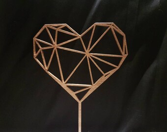 Geometric Heart Cake Topper - Laser Cut Cake Topper - Love Cake Topper - Heart Cake Topper