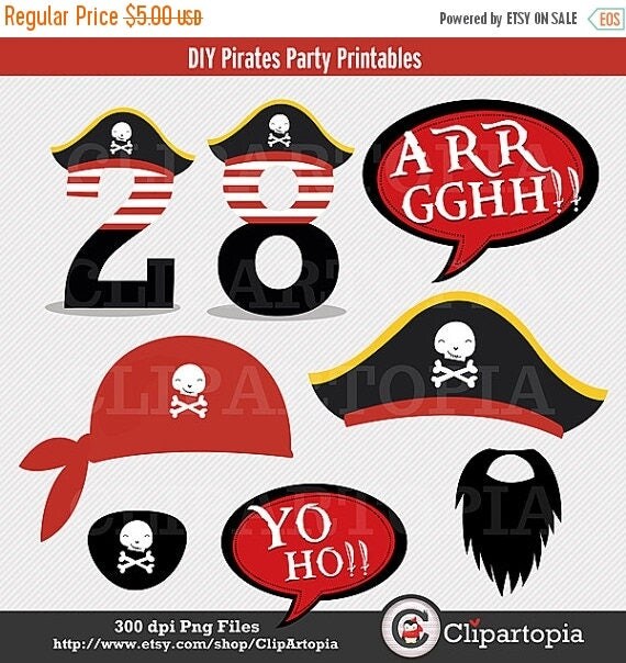 50%OFF SALE DIY Pirate Party Printables / Pirate Photo Booth Props for Personal and Commercial Use Il_570xn