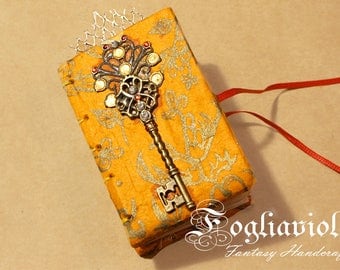 Junk Journal Key book queen diary scroll magic orange tiny notebook romantic notes handmade mini gift idea for her enchanted carnet write