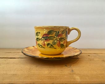Handpainted Teacup and Saucer from France