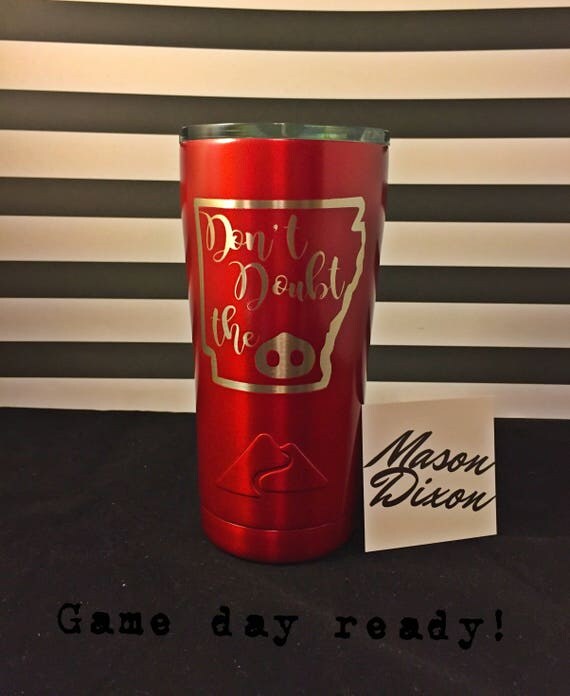 Custom red Arkansas tumbler 20 oz Razorback like YETI