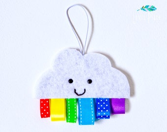 Car hanger, Rainbow car hanger, Car accessory, Cloud Car Hanger, Car Decor, Rear view mirror hanger, Cloud decor, handmade, rainbow cloud