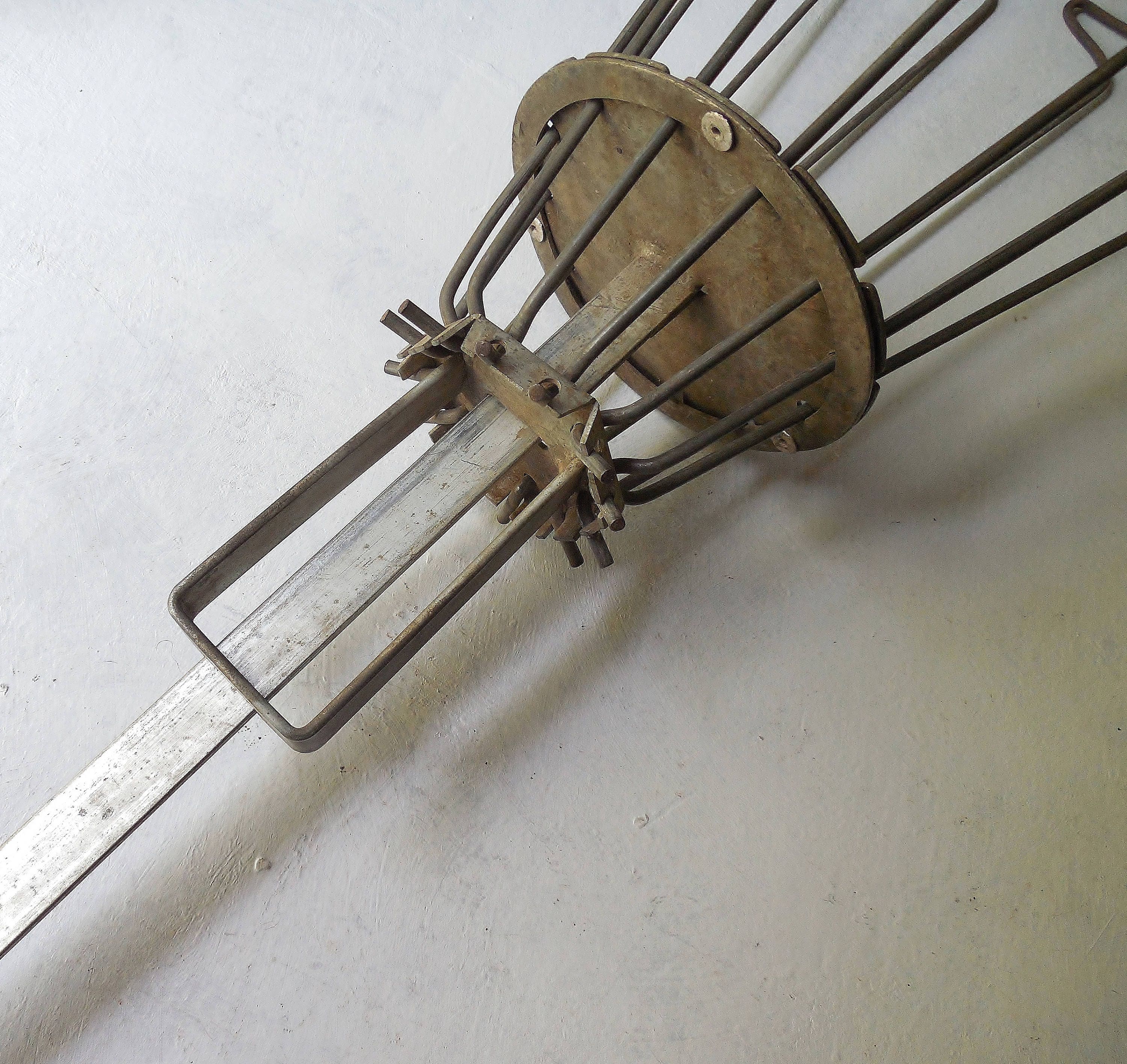 Vintage Chimney Sweep Tool Round Metal Wire Expandable Contraption