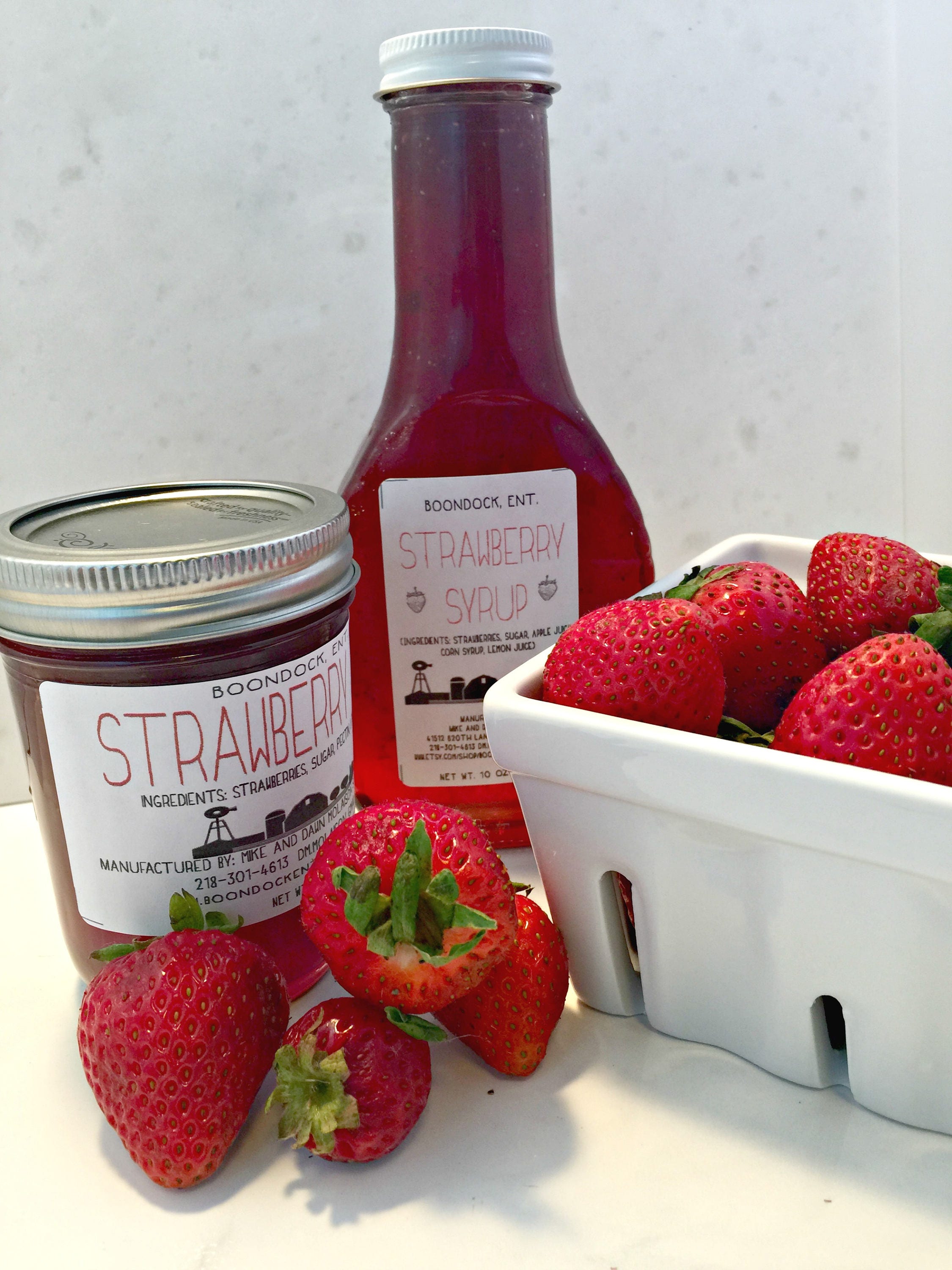 Strawberry Syrup and Strawberry Jam Combo Breakfast Syrup