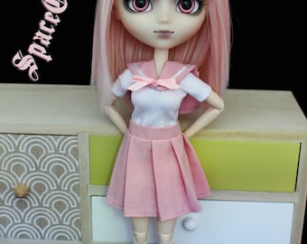 Pastel pink Japanese schoolgirl for Pullip uniform