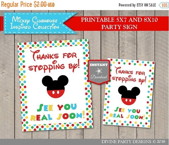 SALE INSTANT DOWNLOAD Printable Mouse Clubhouse Thanks for Stopping By ...