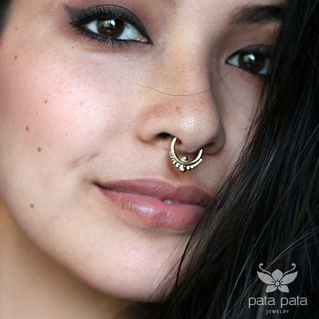 Silver Septum Ring Gold Septum Ring Fake Septum by PataPataJewelry