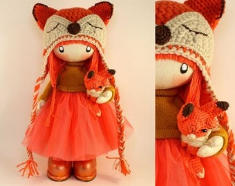 Cute Rag Doll Zooey Fox MADE TO ORDER Interior Doll Cloth Doll Fabric Doll Textile Dolls Birthday Gift Handmade Doll Tilda Doll Fox Doll