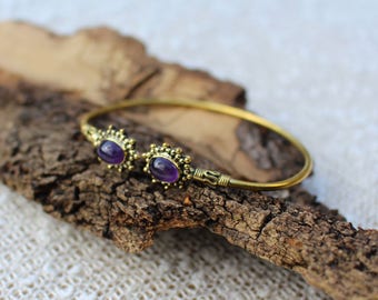 Adjustable Bracelet, Brass Armlet,Indian Bangle, Tribal Cuff, Ethnic Jewellery, Gemstone Bangle, Boho Chic Bracelet, Bracelet Laiton Pierre