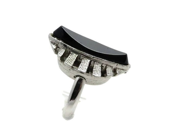 Whiting & Davis Hematite Ring, Vintage Black Glass Ring, Black Designer Ring, Silvertone Ring, Signed Whiting and Davis Jewelry, Size 6 Whiting & Davis Hematite Ring, Vintage Black Glass Ring, Black Designer Ring, Silvertone Ring, Signed Whiting and Davis Jewelry, Size 6