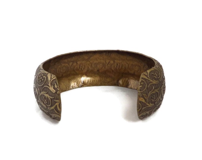Vintage Copper Toned Cuff, Bronze Tone Scrolled Bracelet