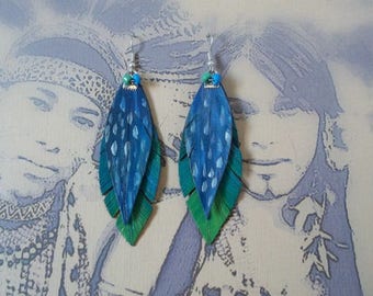 Leather feather earrings