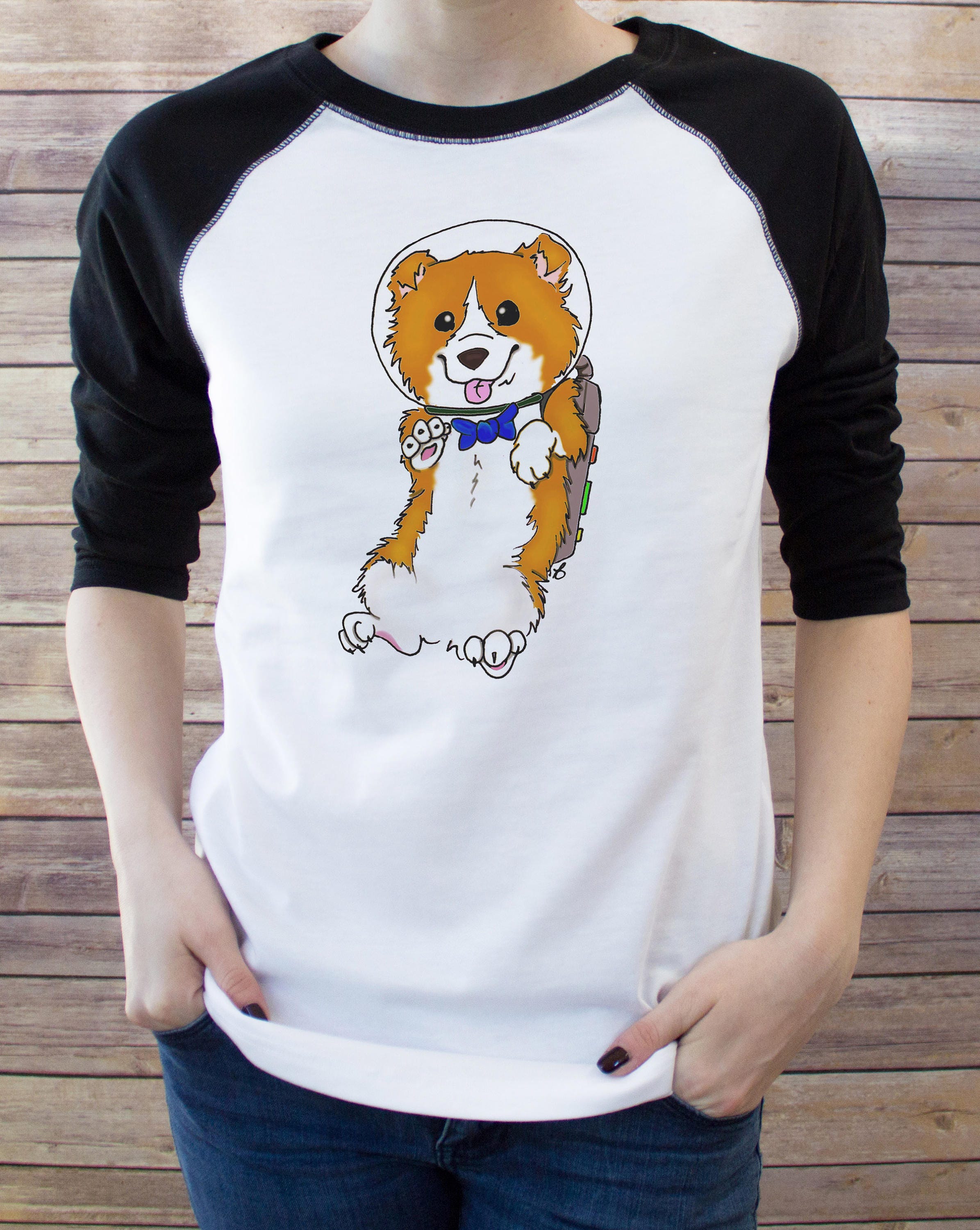 corgi in space shirt