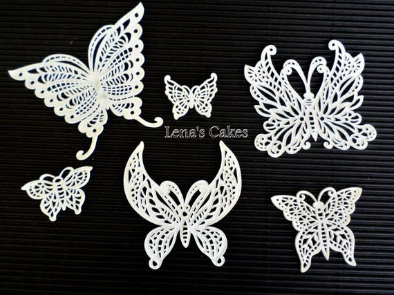 12 Edible Lace Sugar Butterflies Doilies Wedding Cake Topper Decor Elegant Tea Party Shabby Chic Romantic Engagement Anniversary Baby Bridal Il_570xn