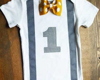 Boys First Birthday Outfit - Cake Smash Outfit Boy - First Birthday Boy Outfit - 1st Birthday Outfit Boy - 1st Birthday Boy Yellow Birthday
