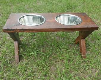Dog bowl stand - rustic dog bowl stand - elevated dog bowl - raised dog feeder