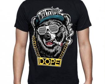 Mens Hip Hop bear T-shirt - black or white - 5 sizes available