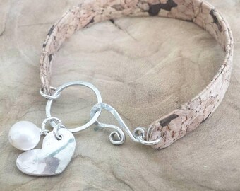 Classy Cork sterling silver fresh water pearl bracelet