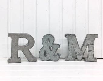 Metal Letters/Wall Decor/Galvanized Metal Letters/Wall Letters/Wedding Decor/Rustic Wedding/Wall Decor/Initial/Nursery/Shelf Letters