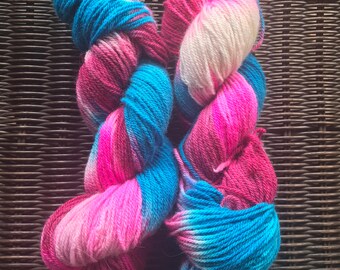 Fingering/Sock weight yarn - 80 Wool 20 Angora - 219 yards - Candy Stripes