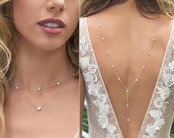 Bridal Backless Dress Necklace, Back Necklace Wedding, Back Jewelry, Bridal Necklace, Wedding Accessories, Body Necklace, NB053