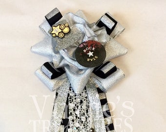 Rockstar Corsage, Rockstar Theme Baby Shower Corsage, Rockstar Birthday Corsage, Mum, Mom To Be Corsage, Silver and Black Rockstar Party