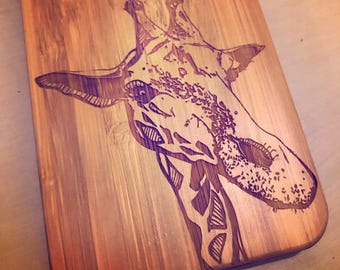 Giraffe Bamboo Wood Engraved Phone Case for iPhone 5/6/7 Samsung S5/S6/S7/S8