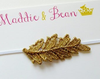Thanksgiving Outfit, Baby Girl Thanksgiving Outfit, Gold Leaf Headband, Baby Headband, Gold Leaf Baby, Newborn Headband, Toddler Headband