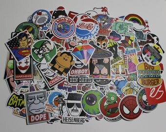 100 - Random Matte Cool Vinyl Sticker Decal Pack| Skateboard Stickers| Laptop Stickers| Car Stickers| Sticker Pack| Bike Stickers