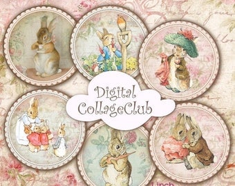 80 % off Graphics SaLe Peter Rabbit 1 inch and 2 inches Digital Collage Sheet Peter Rabbit Party Cupcake Toppers Bottle Caps Images for Bott