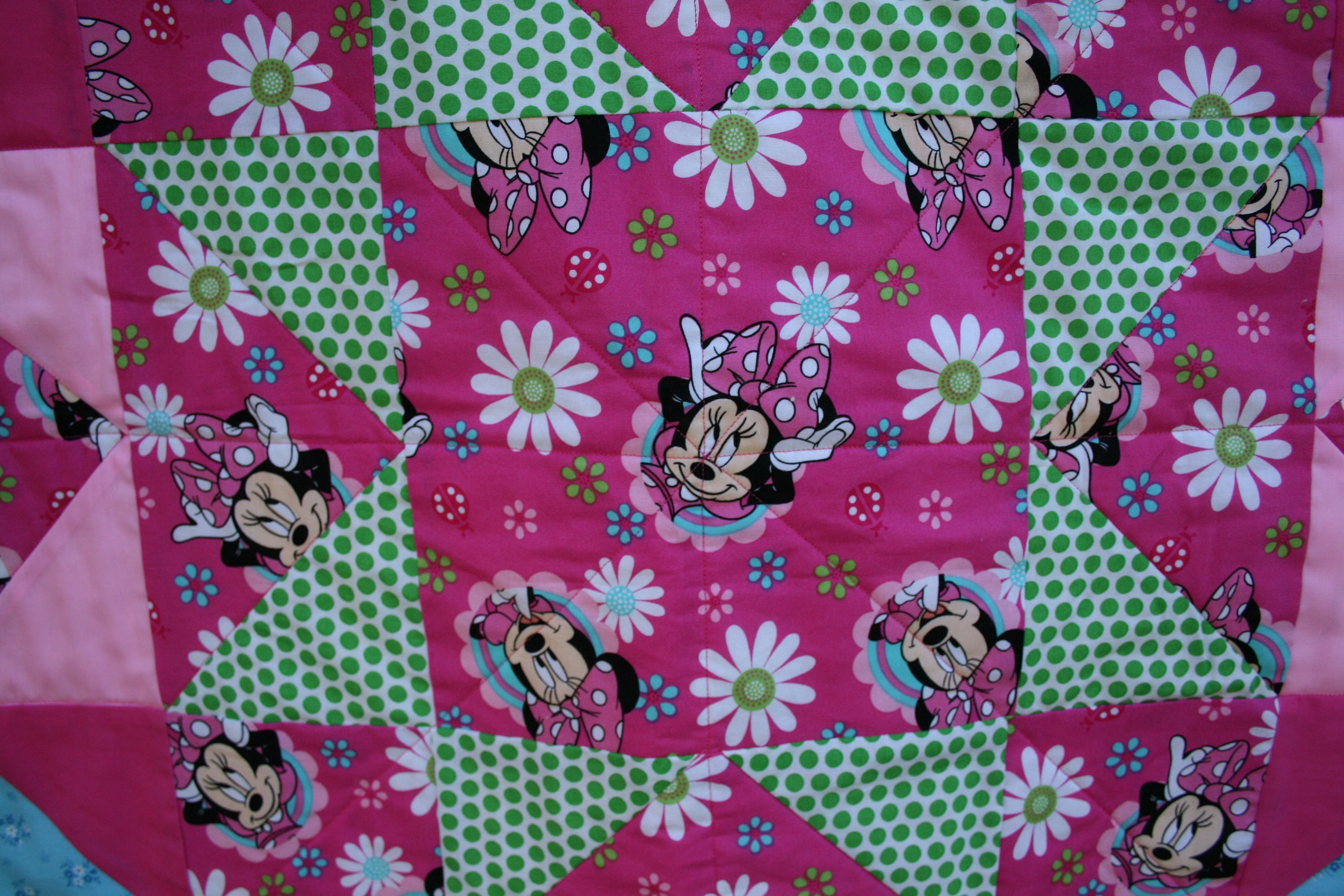 Minnie Mouse Baby Quilt. Star design. ONE of a kind Designed