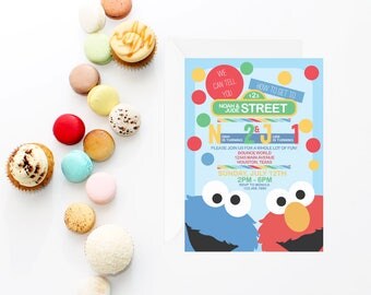 Siblings Sesame Street Invitation | Twins Sesame Street Invite | Elmo Invitation | Sesame Street Invite | Cookie Monster Invite