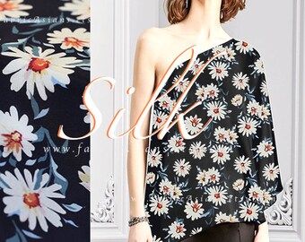 Daisy fabric silk crepe by the yard - achat crepe de soie au metre
