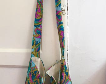 Vintage fabric shoulder/cross body bag, Retro fabric bag, Slouch bag, Shoulder bag, Tote bag