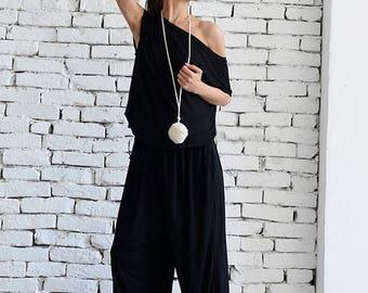 SALE Loose Black Jumpsuit / Fallen Sleeve Jumpsuit / Long Jumpsuit / Maxi Jumpsuit by METAMORPHOZA