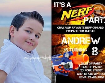 Nerf Invitation - Nerf Wars Blaster Battle Target Camo Printable Invitation - Digital Invite - Birthday Party - Boy Girl Birthday Party