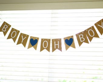 Boy Oh Boy Burlap Banner