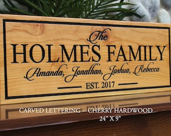 Last name established sign-last name sign-carved wood signs-wood carved signs-parents anniversary gift-family gift-5th anniversary gift