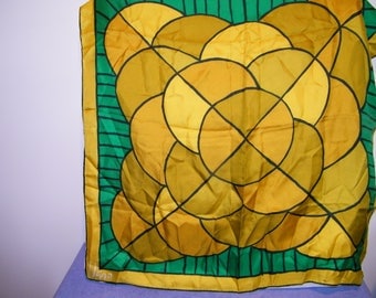 Vintage Vera Geometric Square Scarf Gold Green