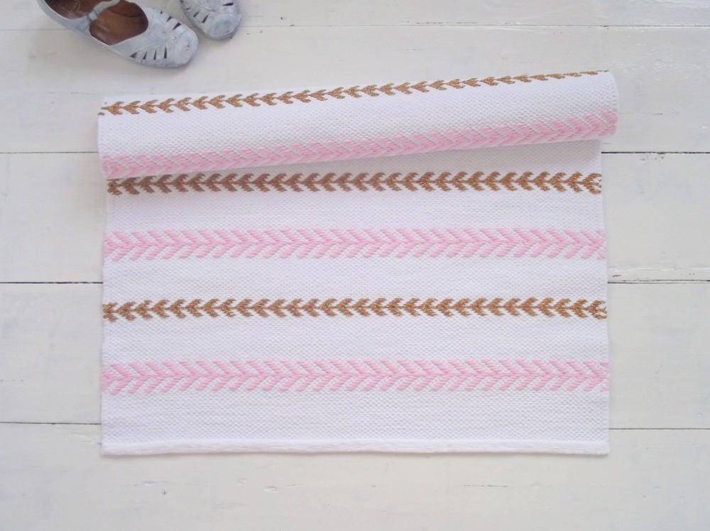 White pink gold rug scandinavian nursery rug modern