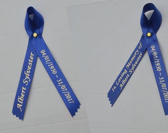 memorial ribbon studded personalised ribbons funeral memory pins custom
