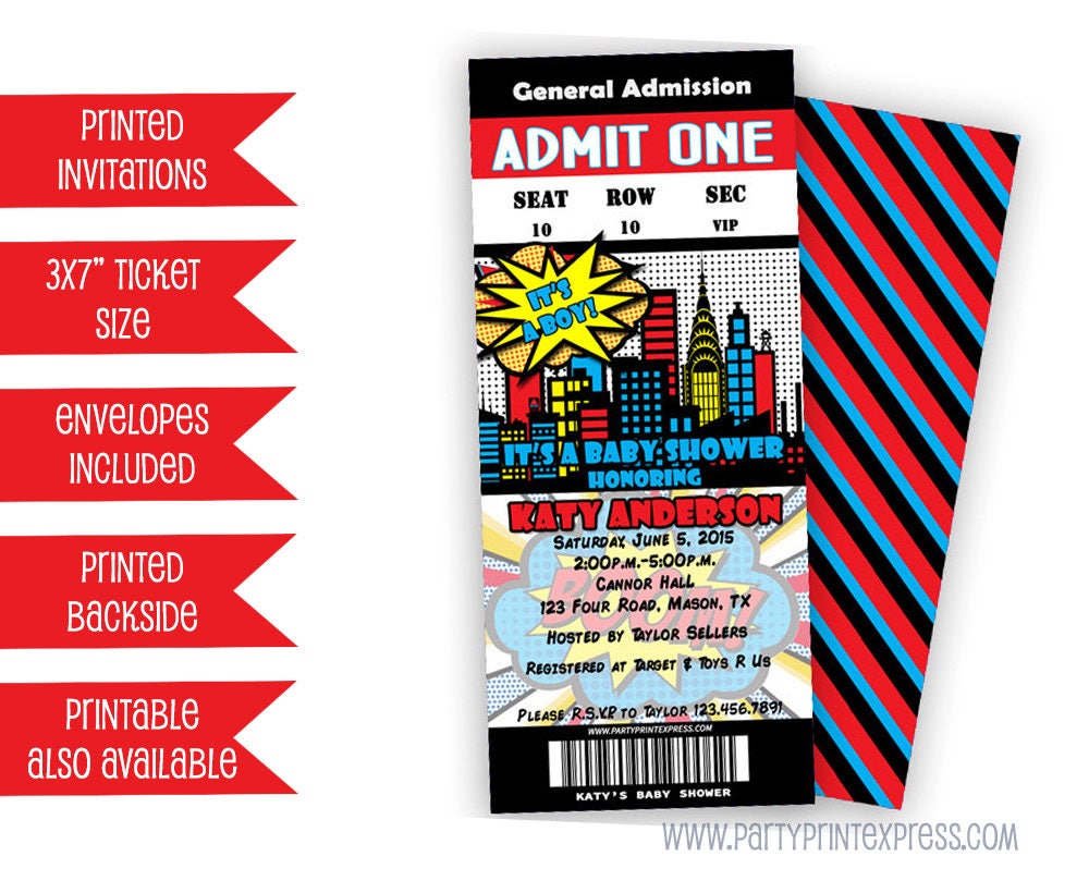 Superheroes Baby Shower Invitations Superhero Baby Shower