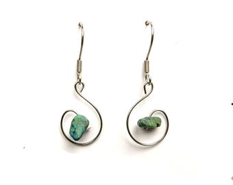 Nature jewelry chrysocolla, nature earrings turquoise, turquoise crystal jewelry, healing crystal and stone jewelry, handmade earring aywin