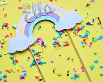 Rainbow cake topper, Personalized