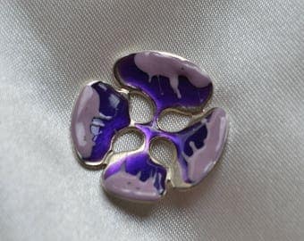 button flower enameled metl purple 28mm