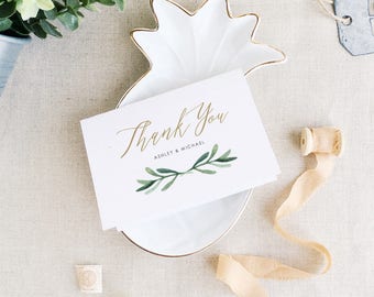 Greenery Thank You Card Template | Wedding Thank You | Printable Thank You Cards | Edit in Word or Pages