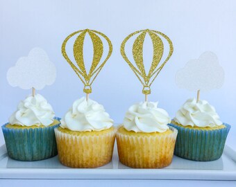 Hot air balloon cake topper | Hot air balloon party | First birthday | First birthday cake topper | Hot air balloon cupcake toppers